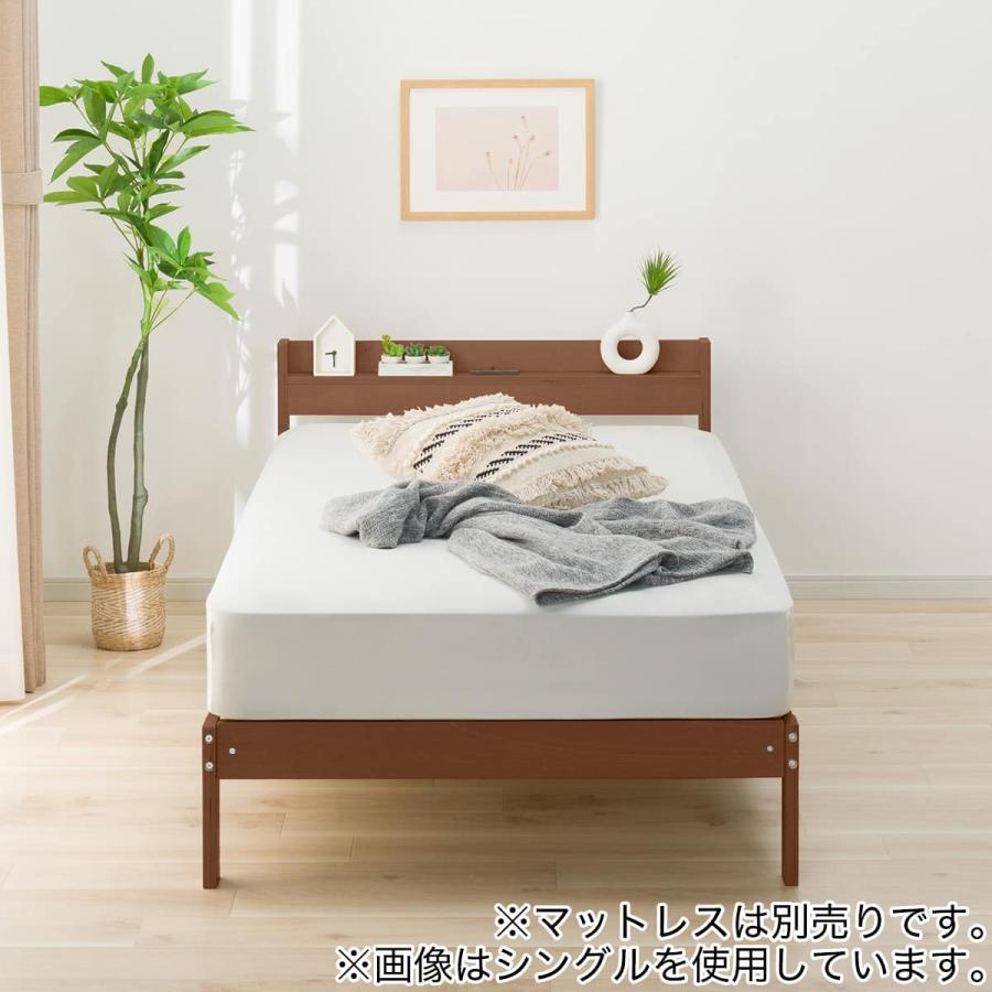 【リサイクルサービス八光】幅122.5cm　ニトリ　エナメルホワイト　セミダブルベッド ニトリ（NITORI） セミダブルベッドフレーム(WD101 SL 棚・コンセント