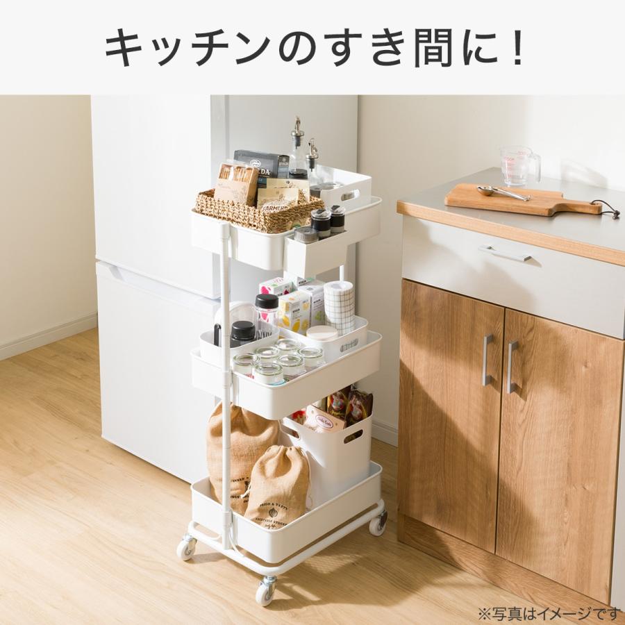 ニトリ 【キッチン収納】小物入れ付き トロリ2点セット ホワイト ニトリ 【キッチン収納】小物入れ付き トロリ2点セット ホワイト