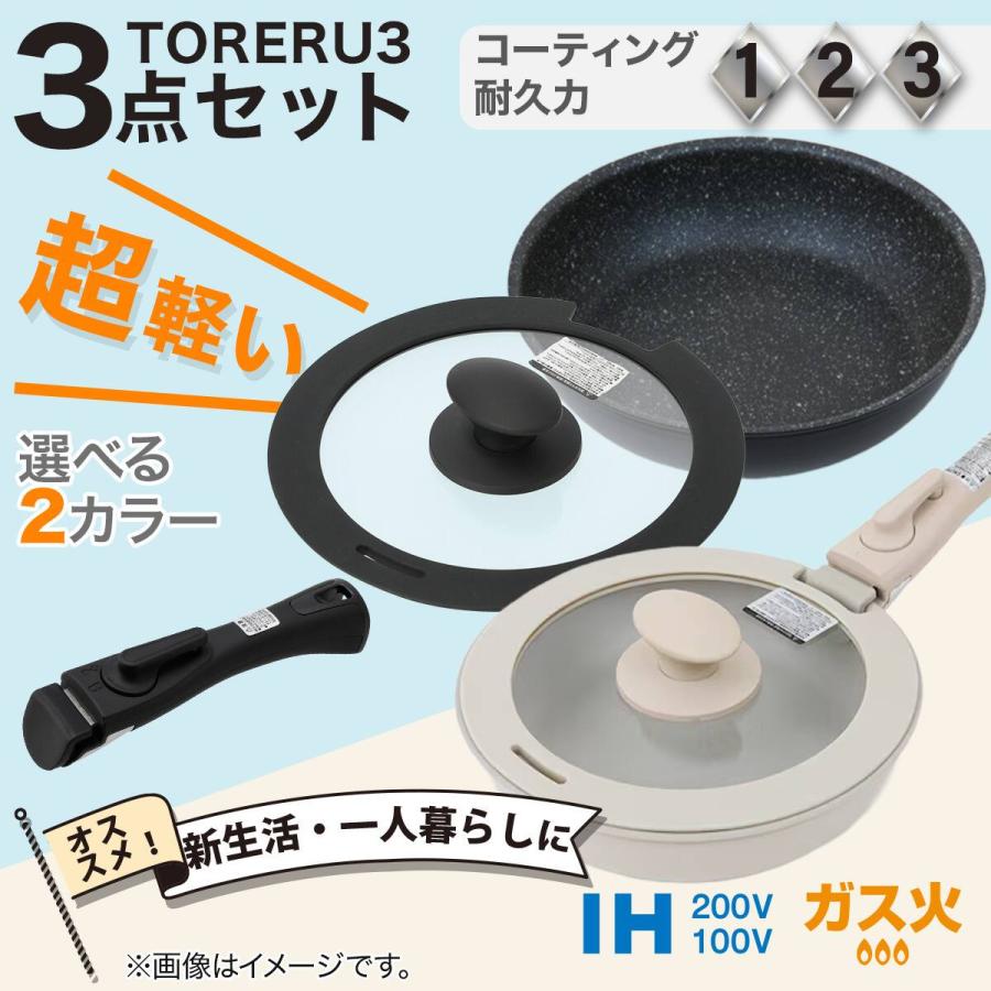 ニトリ（NITORI） 蓋つき3点セット 取っ手がとれる超軽量こびり付き