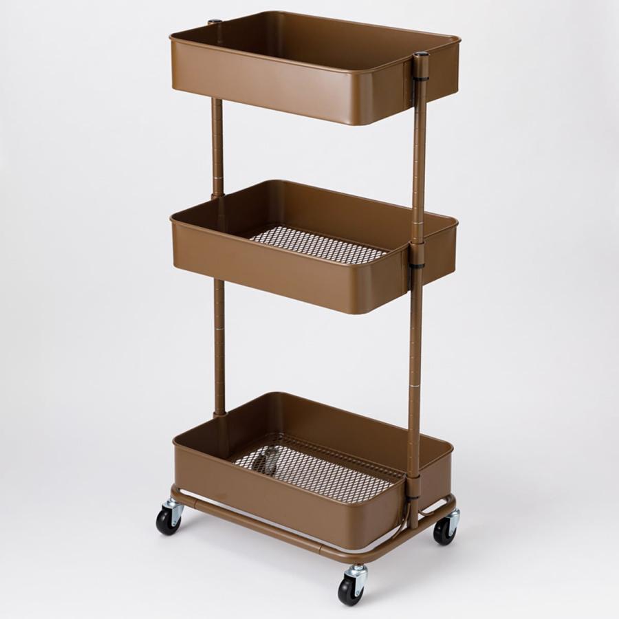 ニトリ ネット限定色 高さ調節ができるスチールワゴン トロリ4