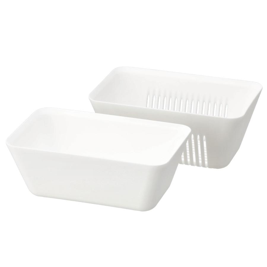  NANTUCKET ホワイトリブボウル 4個セット ニトリ（NITORI） 角型ザル・ボウルセット(M) : ニトリ Yahoo!店