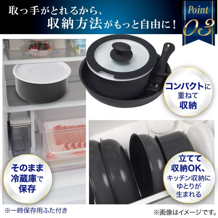 ニトリ（NITORI） 取っ手がとれる フライパン・鍋7点セット IHスピン