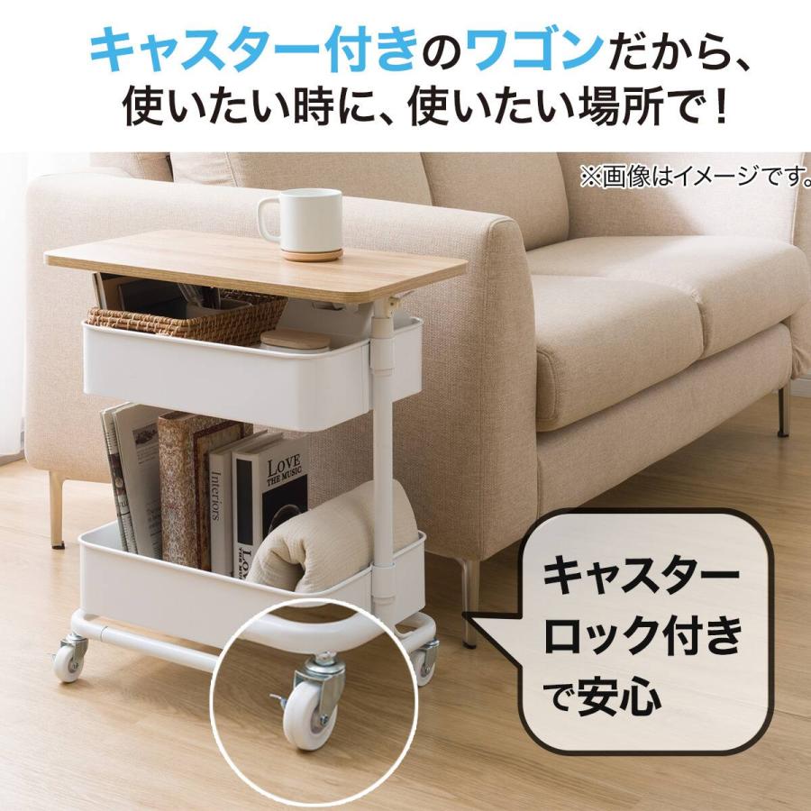美品　ニトリ　昇降テーブル　ガス圧式　折りたたみ　キャスター付き　ホワイト ニトリ（NITORI） スチールワゴン天板昇降タイプ H60〜85cm(ホワイト