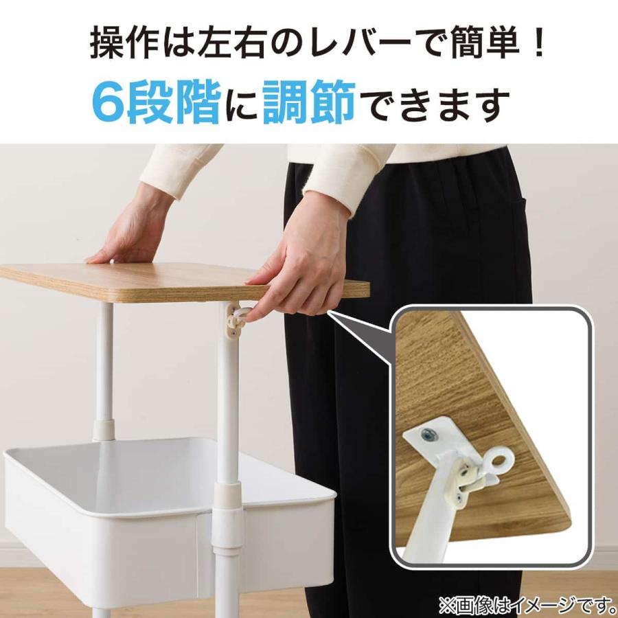 ニトリ（NITORI） スチールワゴン天板昇降タイプ H60〜85cm(ホワイト