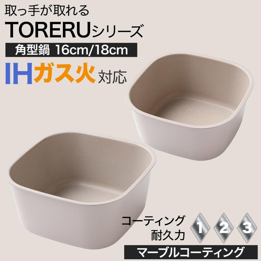 ニトリ（NITORI） TORERUシリーズ専用 IH・ガス火 角型鍋(16cm モカ