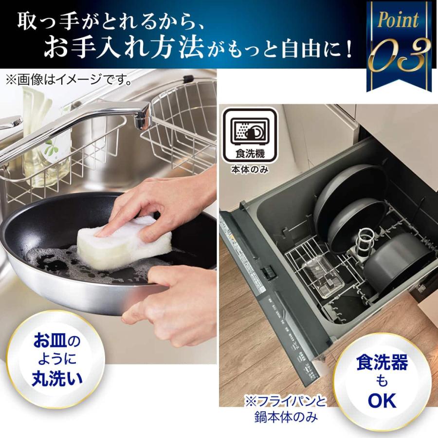 ニトリ（NITORI） 取っ手がとれる IHスピンコート 深型フライパン26cm