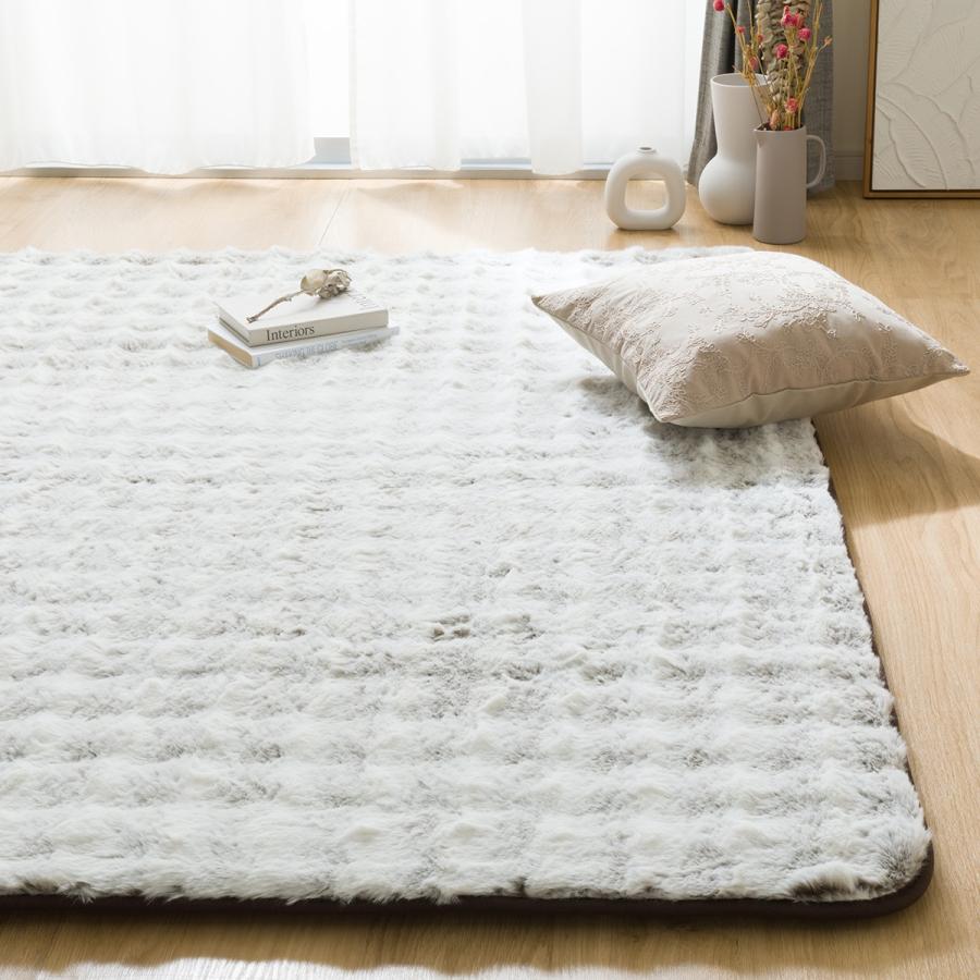 極ラグ 130x185cm 30mmウレタン入り ホワイト ニトリ（NITORI） 極厚30mmウレタン入り防汚 + 防音ラグ(185X185 LMO