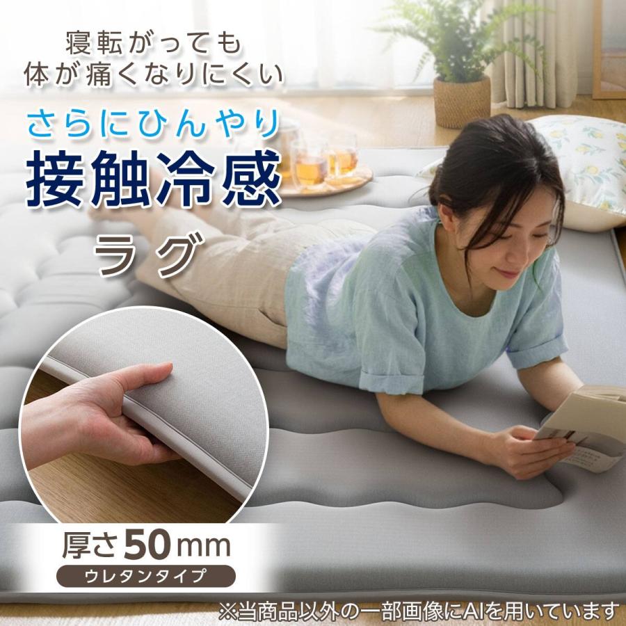 ニトリ（NITORI） 極厚50mmウレタン入り 接触冷感 防汚 ラグ(Nクール極