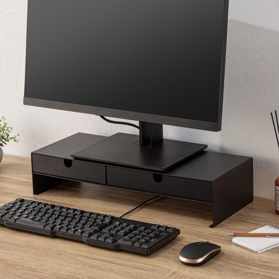引出し付きモニター台 LU5020(ブラック) ニトリ : ニトリ Yahoo!店