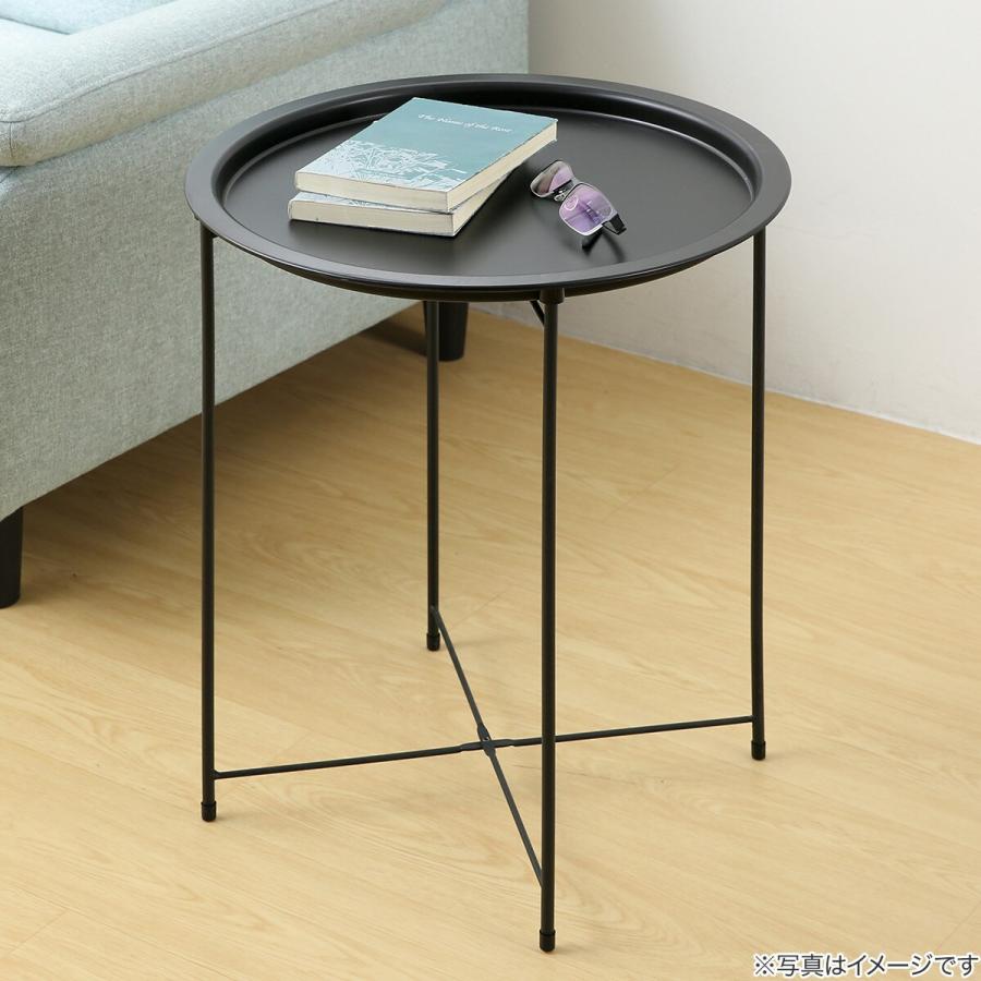 ニトリ（NITORI） 円形 サイドテーブル 直径47cm(ブラック) : ニトリ