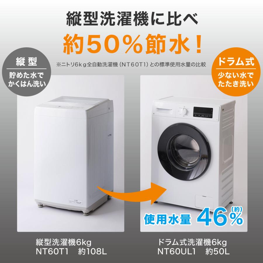 ニトリ 6kgスリムドラム式洗濯機(乾燥なし) (ND60UL1 ホワイト ニトリ 6kgスリムドラム式洗濯機(乾燥なし) (ND60UL1 ホワイト