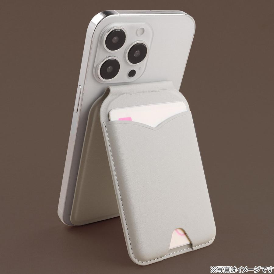 スマホに付けるカードケース 2枚収納 鏡付き(JT-512 モカ) ニトリ