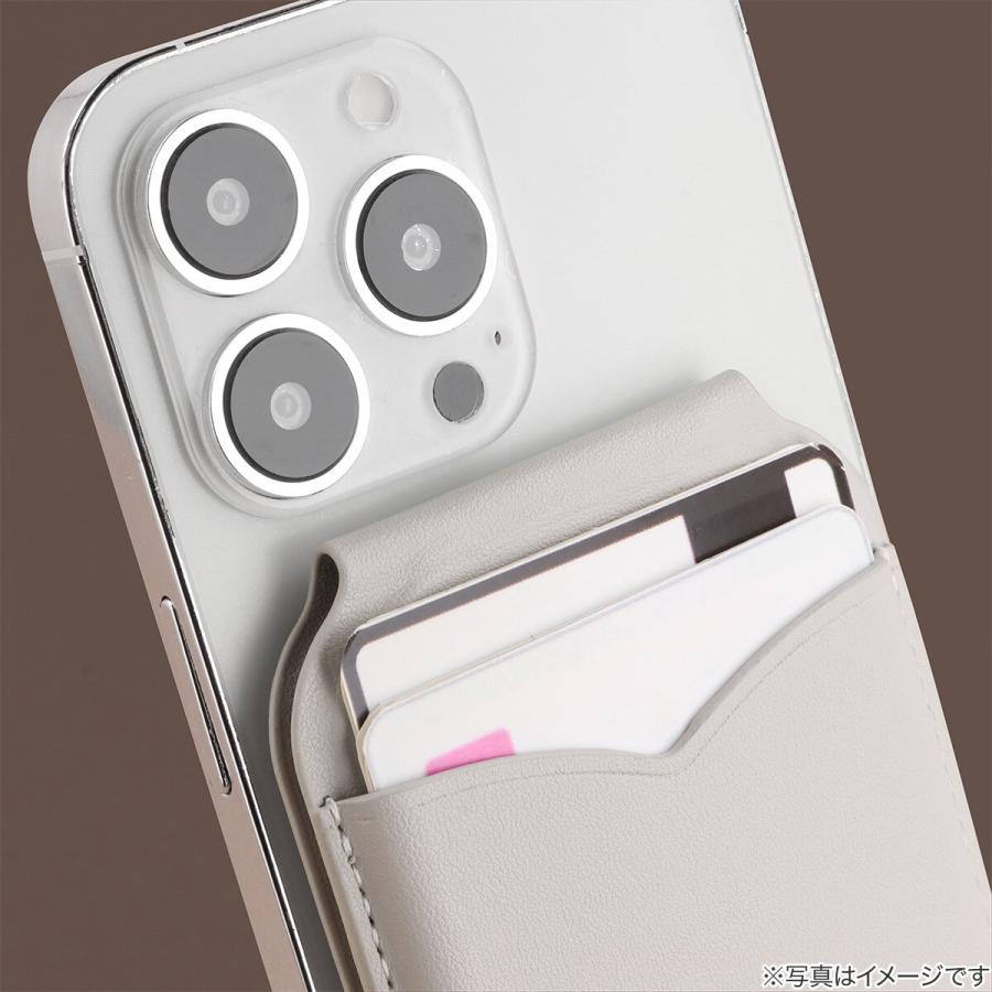 スマホに付けるカードケース 2枚収納 鏡付き(JT-512 モカ) ニトリ