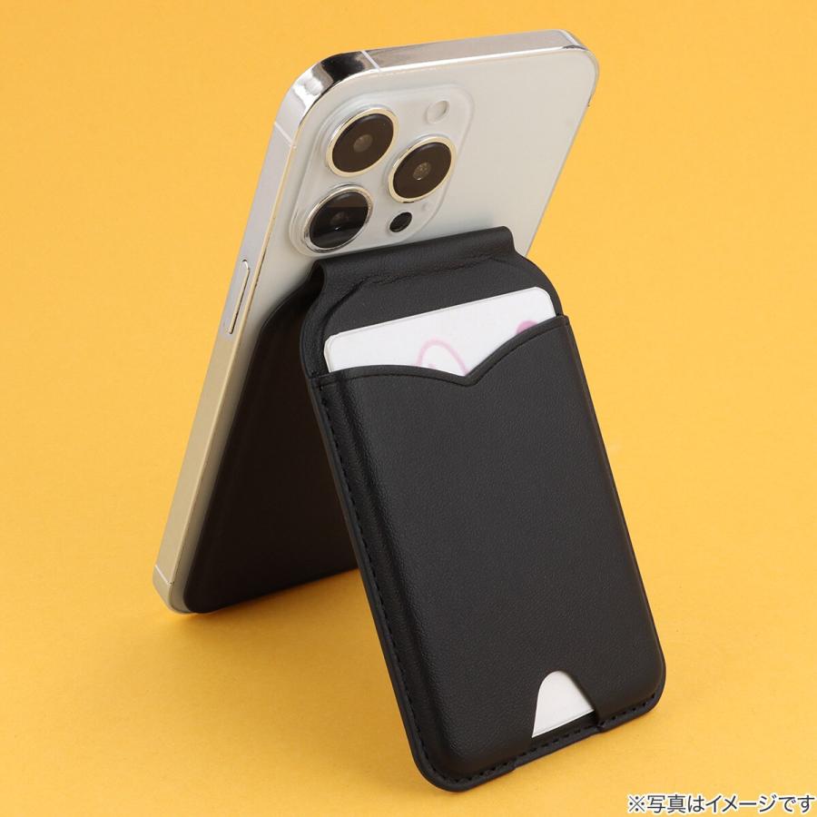 スマホに付けるカードケース 2枚収納 鏡付き(JT-512 ブラック) ニトリ