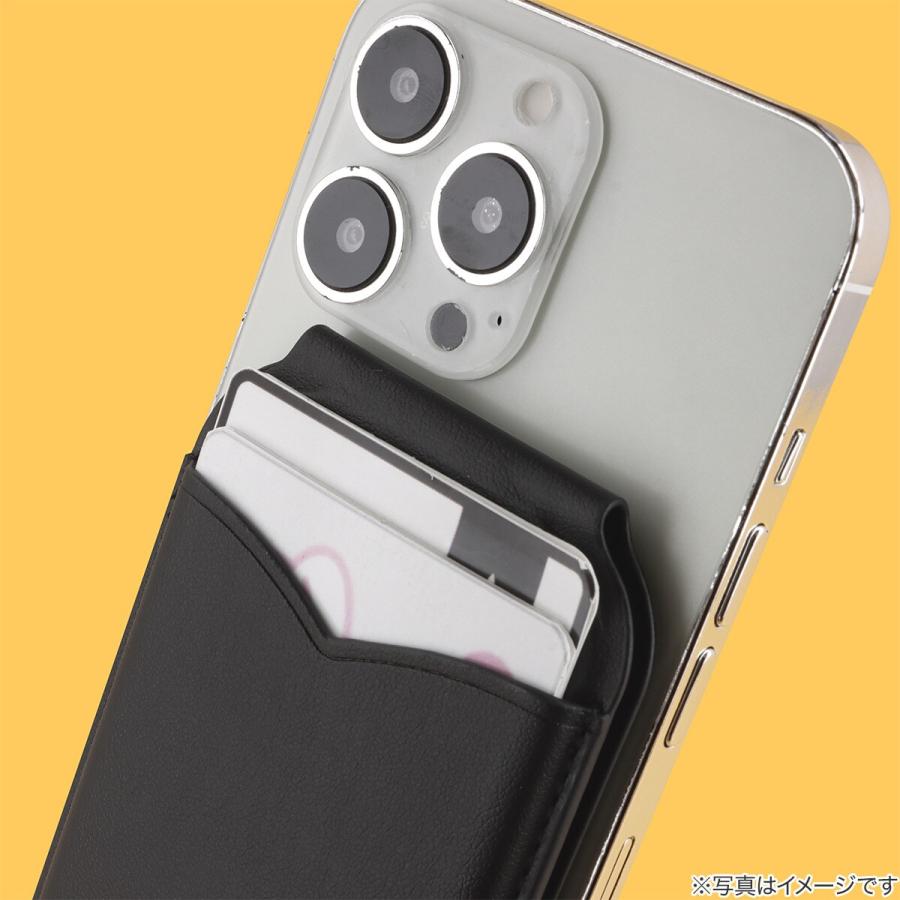 スマホに付けるカードケース 2枚収納 鏡付き(JT-512 ブラック) ニトリ