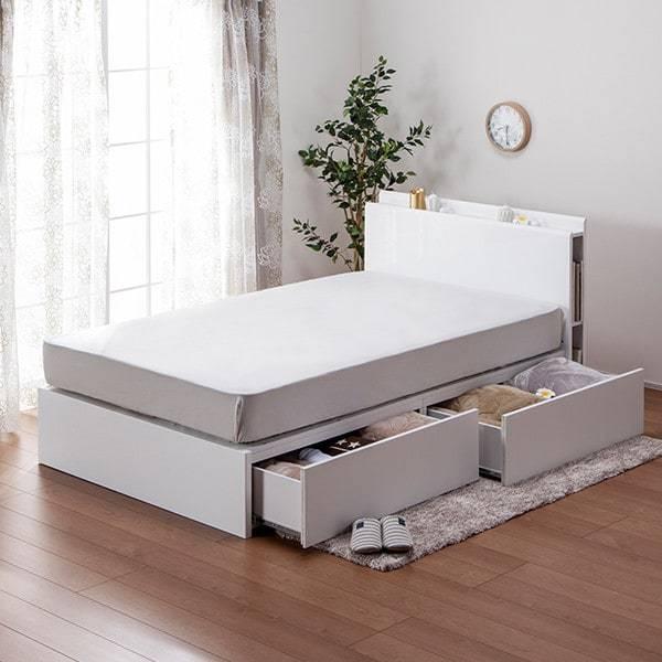 セミダブル ベッドフレーム(カイト3 深型引き出し収納付き/WH) ニトリ  