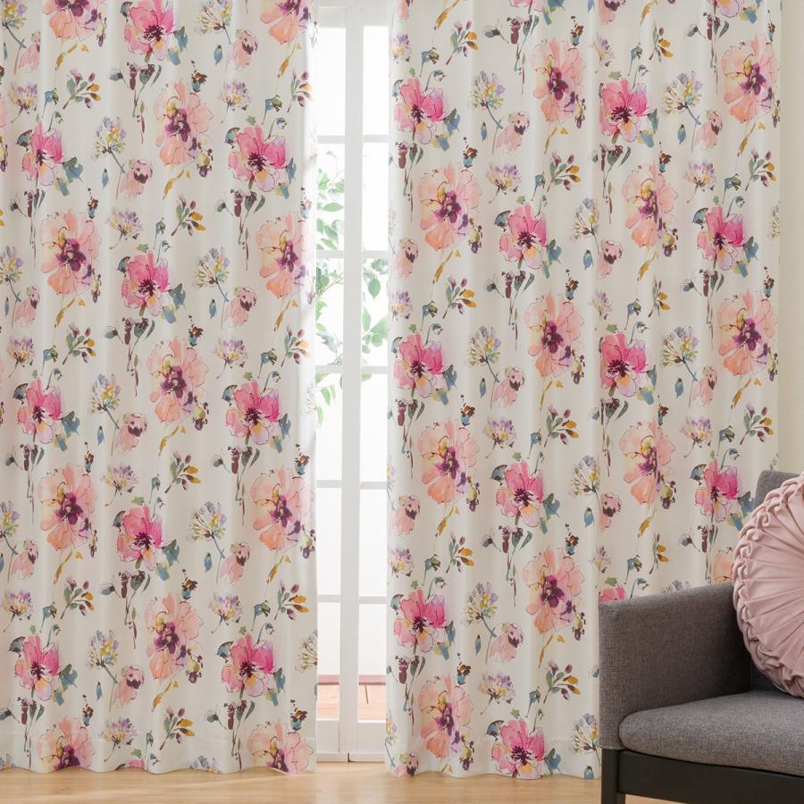 ニトリ（NITORI） 遮光・遮熱ドレープカーテン(100X135X2 ハナ ローズ