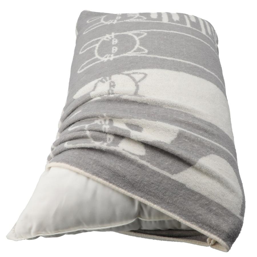 ニトリ（NITORI） のびのびパイルまくらカバー(デコネコ グレー