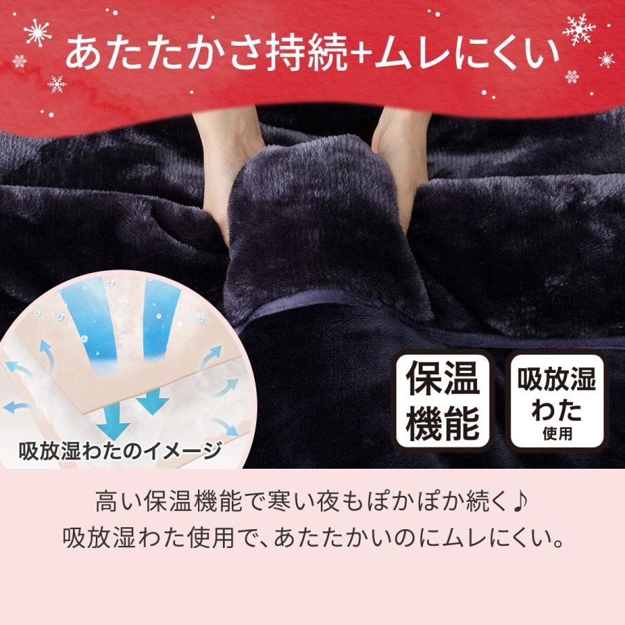 ニトリ（NITORI） 2枚合わせ 毛布 ダブル(NウォームWSP ネイビー A25