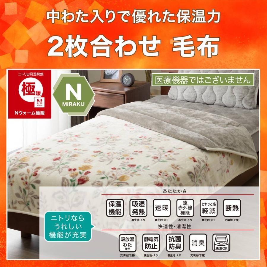 ニトリ（NITORI） 吸湿発熱 2枚合わせ毛布 シングル(Nウォーム極暖