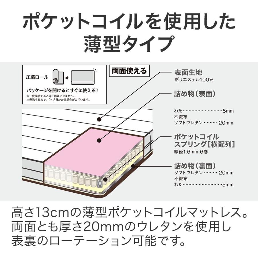 セミダブル ポケットコイル マットレス (Nスリープ E1-03 VB） ニトリ｜nitori-net｜06