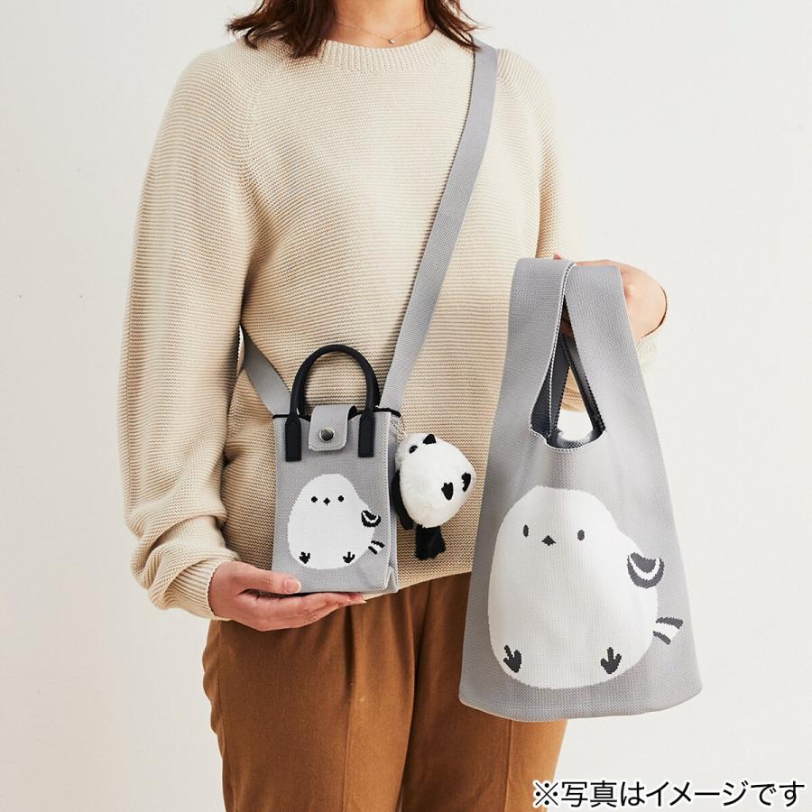 水琴様　シマエナガ　ぽってりバック ニトリ（NITORI） ニットトートバッグ シマエナガ デコホーム : ニトリ