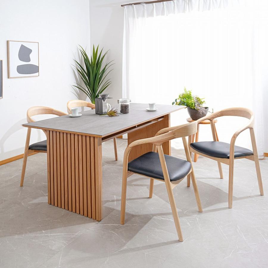 ニトリ（NITORI） 格子脚が美しいセラミックテーブル（LGY/OAK