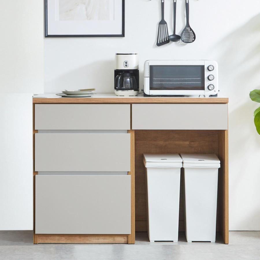 キッチン収納カウンター (幅120cm 引き出し+ダスト GY) キッチンカウンター レンジ台 キャビネット ニトリ 限定価格：1/5迄 | ニトリ