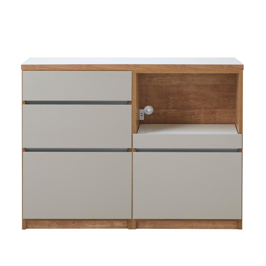 ニトリ キッチン収納カウンター (幅120cm 引き出し+オープン GY