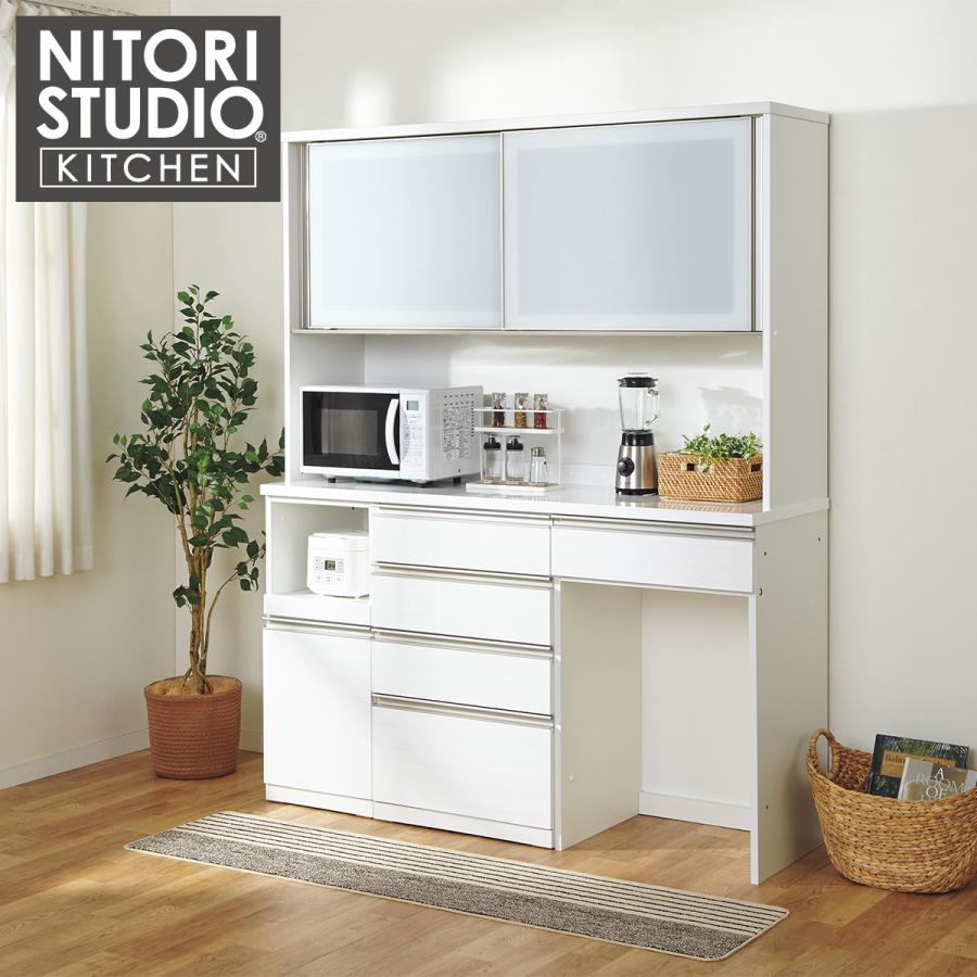 【11/29-12/2発送】NITORI（ニトリ）食器棚（リガーレ） 楽天市場】キッチンボード（上置き・ダストワゴン付き リガーレ120KB