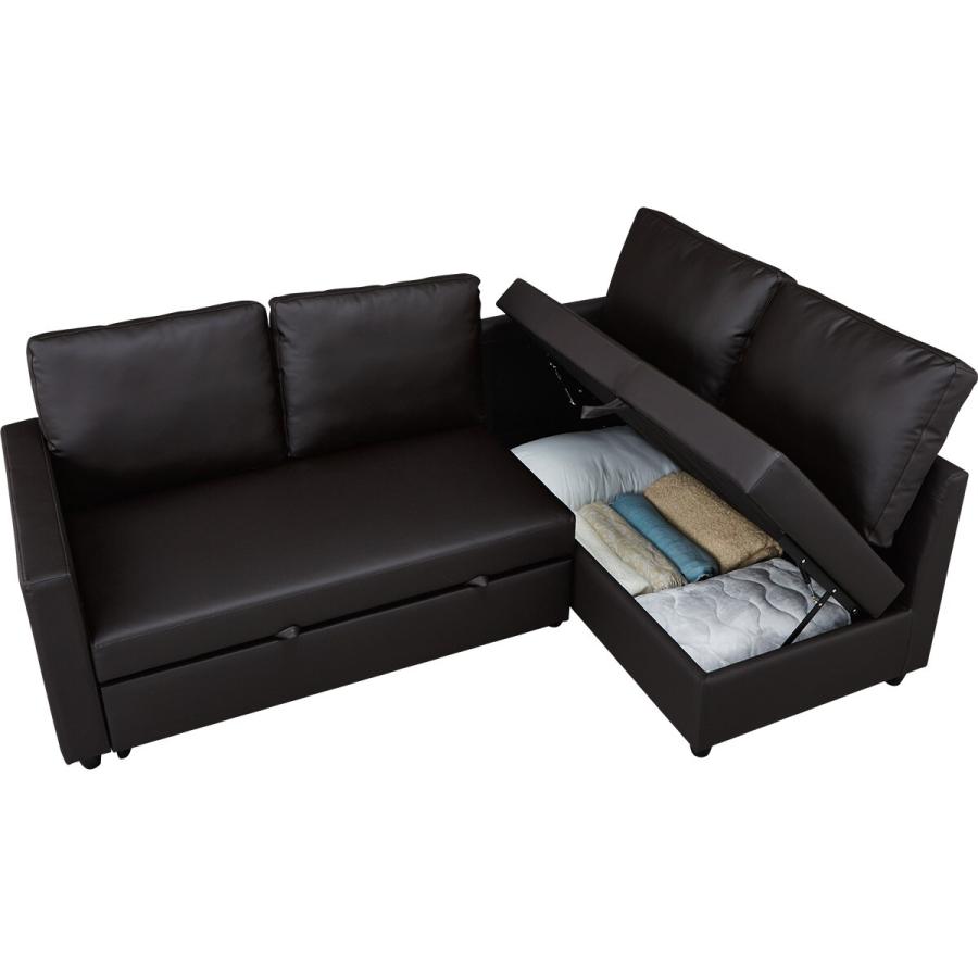 ニトリ（NITORI） 傷・汚れに強い合成皮革 収納付きコーナーソファー