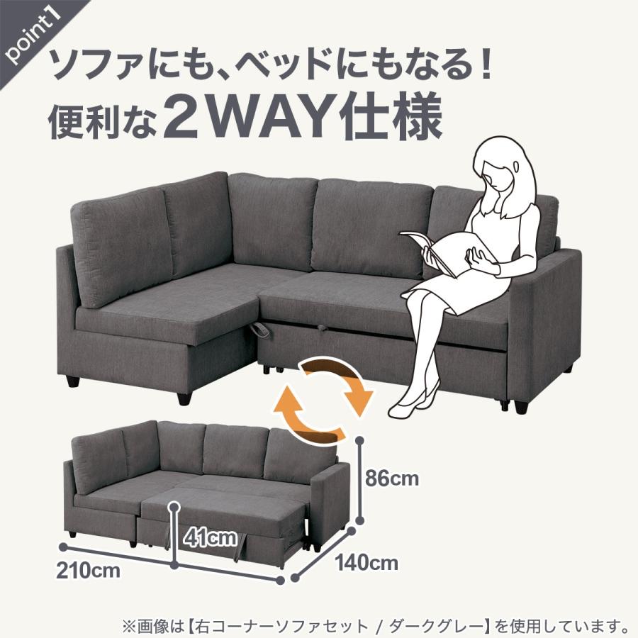 ニトリ（NITORI） 布張り収納付きコーナーソファーベッド(ノアーク2 LC
