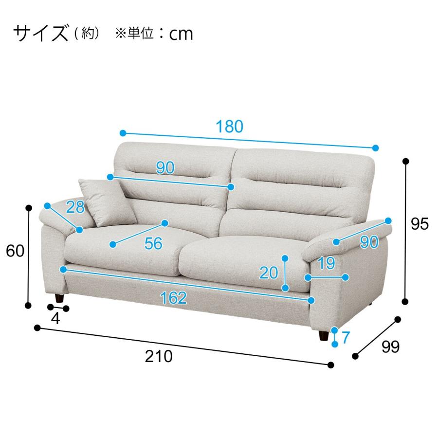 ニトリ（NITORI） 3人掛け布張りソファ(Nポケット BS12 S-HI Nシールド