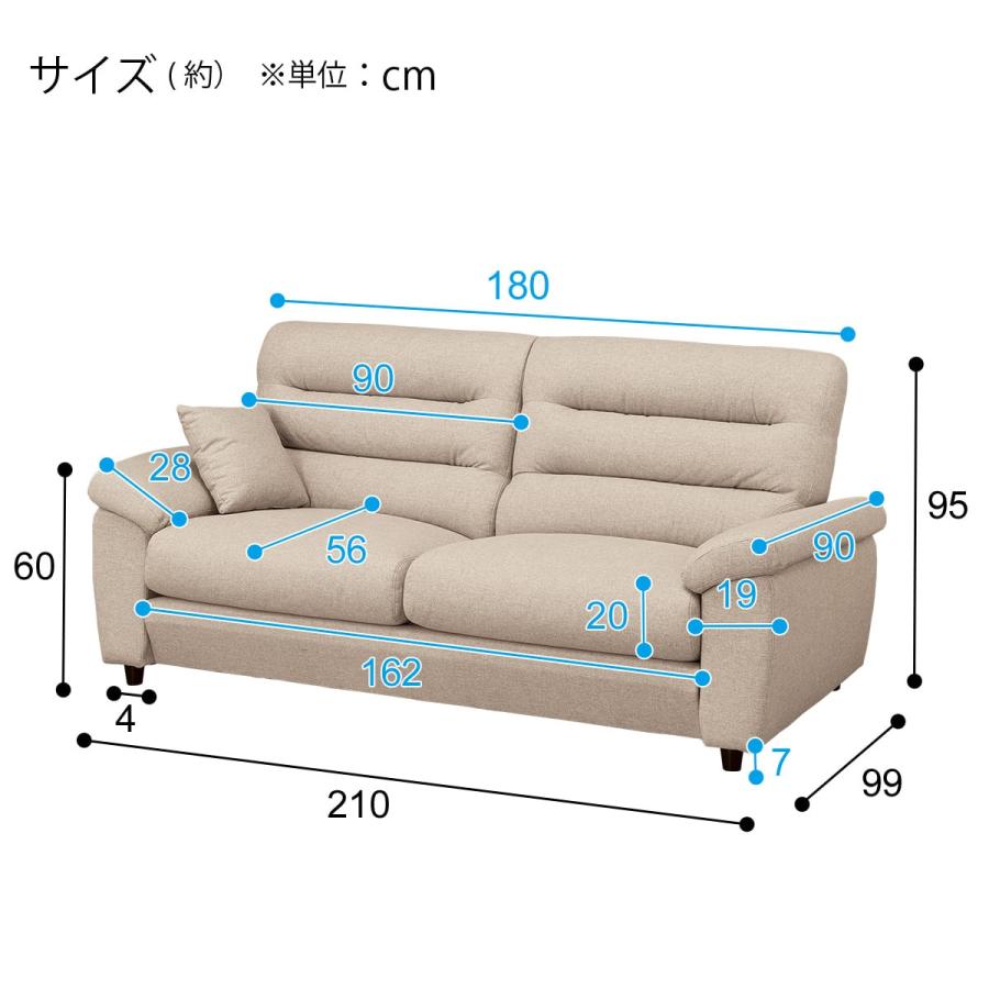 ニトリ（NITORI） 3人掛け布張りソファ(Nポケット BS12 S-HI Nシールド