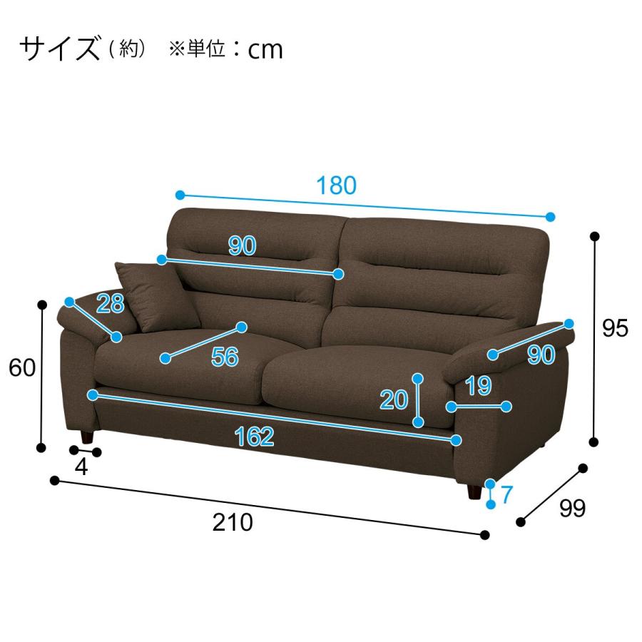 ニトリ（NITORI） 3人掛け布張りソファ(Nポケット BS12 S-HI Nシールド