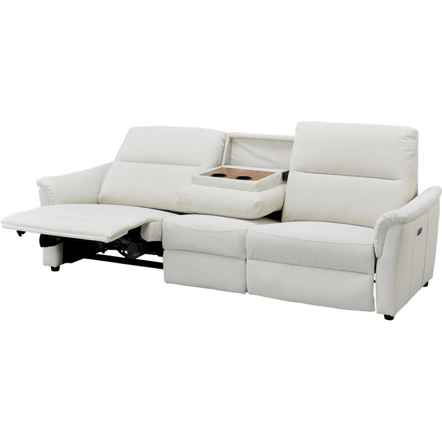 ホワイト 合成皮革 ソファ　電動リクライニング ニトリ 傷・汚れに強い合成皮革 3人掛け電動リクライニング