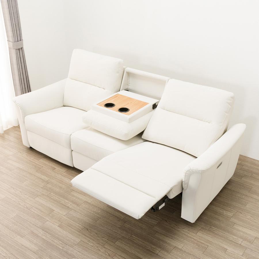 傷・汚れに強い合成皮革 2人用電動リクライニングソファ 傷・汚れに強い合成皮革 2人掛け電動テーブル付きリクライニング