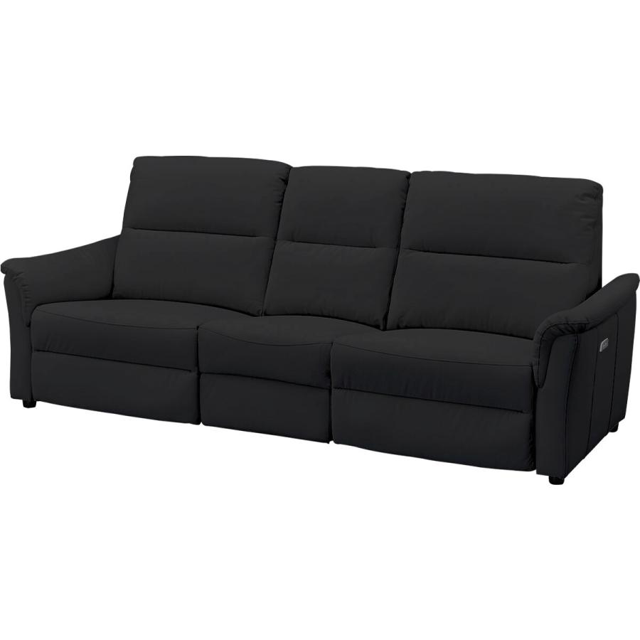 ニトリ　電動リクライニングソファ ブラック グレー 合成皮革 ニトリ ソファー ソファ 傷・汚れに強い合成皮革 3人掛け電動