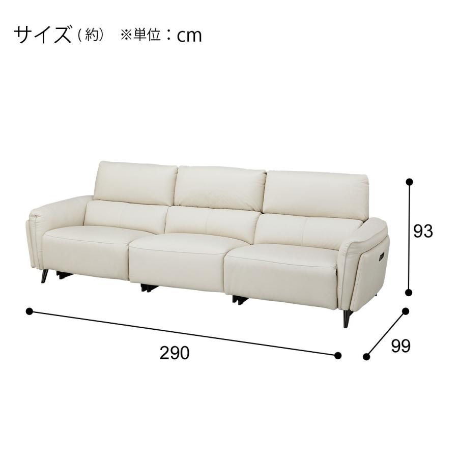 3人掛け両電動リクライニングワイドソファ 本革(一部合成皮革)タイプ (LS02 3シート 2モーター NW LBE) ニトリ