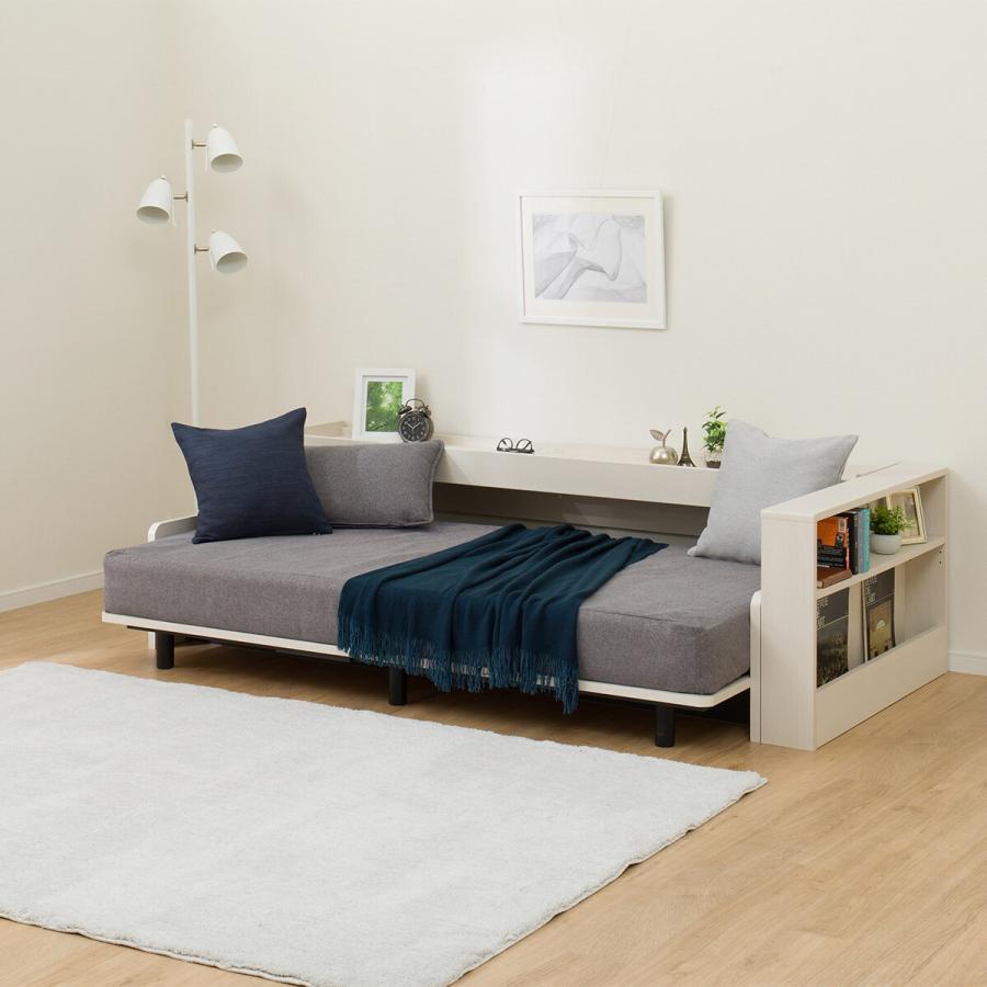ニトリ 3way ベッドソファ ニトリ 3Way ベッドソファセット＋サイドラック付き(B2 MGY/WW