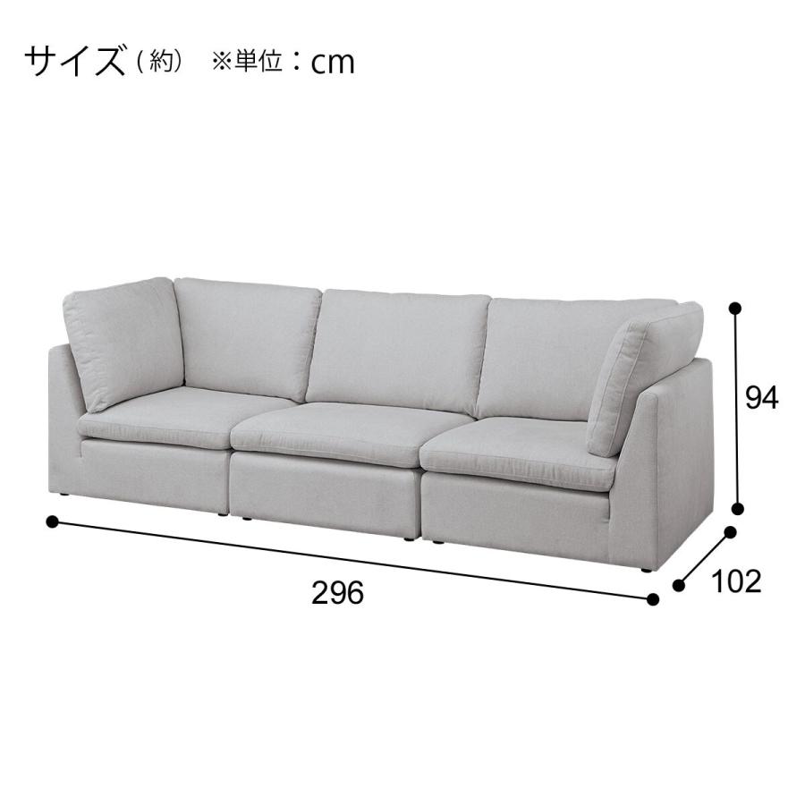 ニトリ 布張りワイド3人掛けソファ(SD11 LGY) : ニトリ Yahoo!店