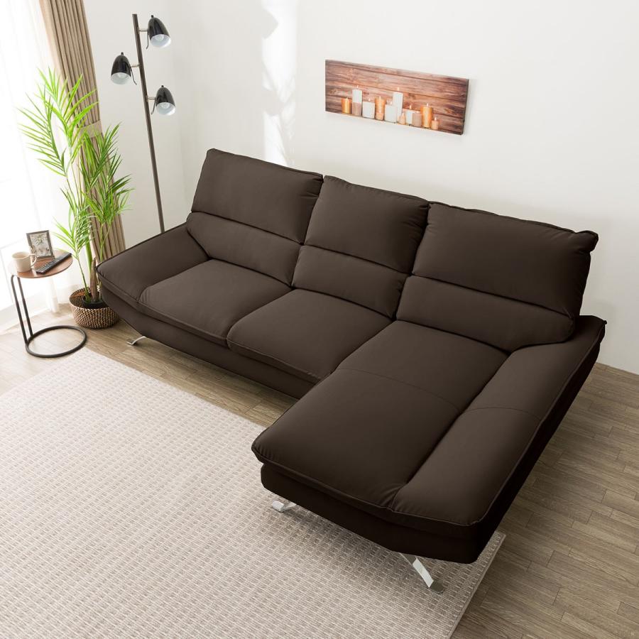 ニトリ 傷・汚れに強い合成皮革カウチソファ(FR03 LC DBR