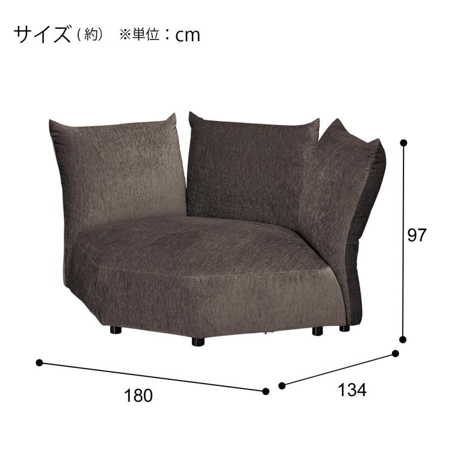 ニトリ（NITORI） YH01ソファ単品ユニット 3バックカウチソファ 布張り