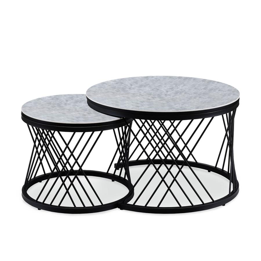 ニトリ（NITORI） 高めのセラミック円形ネストテーブル (幅80cm GY