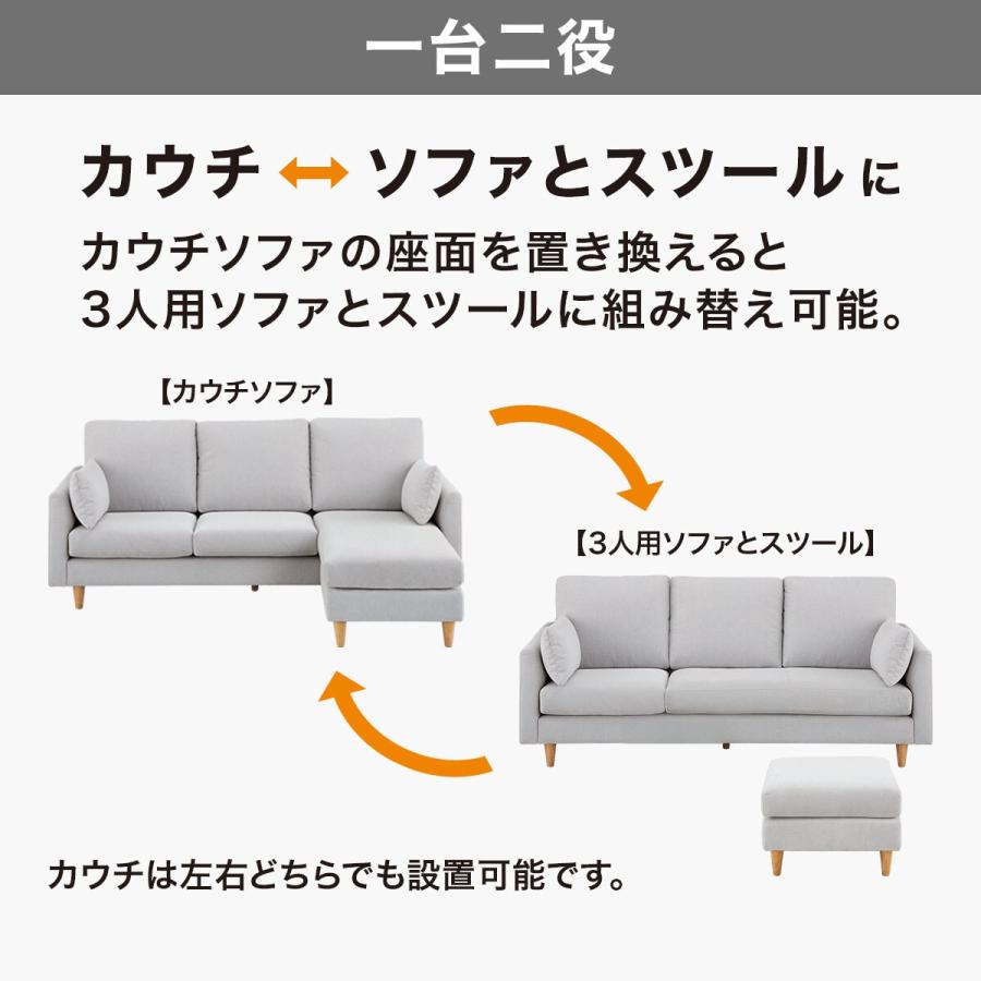 ニトリ（NITORI） キズ・汚れに強い 布張りカウチソファ(CS03 N