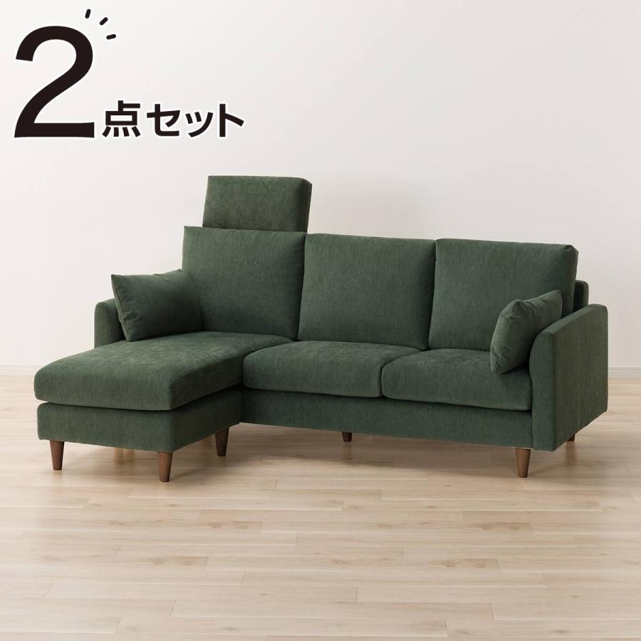 ニトリの布張りカウチソファ ニトリ（NITORI） 布張りカウチソファ＋ヘッドレスト1個セット(CS03 両