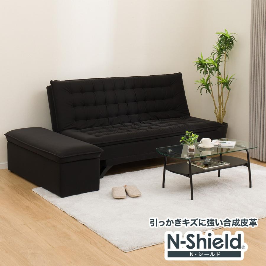 ニトリNシールド 3人掛け ソファベッド ニトリ（NITORI） 傷・汚れに強い合成皮革 3人掛けソファベッド