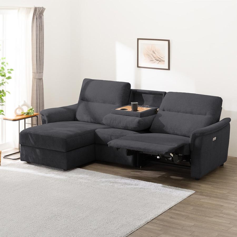 ニトリ 3人掛け布張り電動リクライニングカウチソファ テーブル