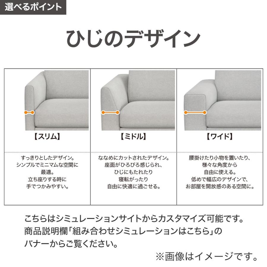 傷・汚れに強い ワイド3人掛けカスタマイズカウチソファ 布張りタイプ (MS02 やわらかめ ミドル肘 標準タイプ/木製脚LBR Nシールド LGY) ニトリ