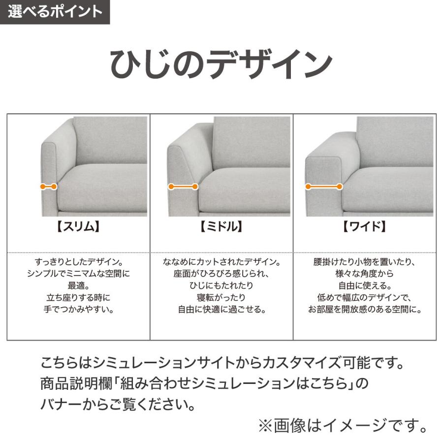傷・汚れに強い ワイド3人掛けカスタマイズカウチソファ 布張りタイプ (MS02 やわらかめ ミドル肘 標準タイプ/木製脚LBR Nシールド MGY) ニトリ